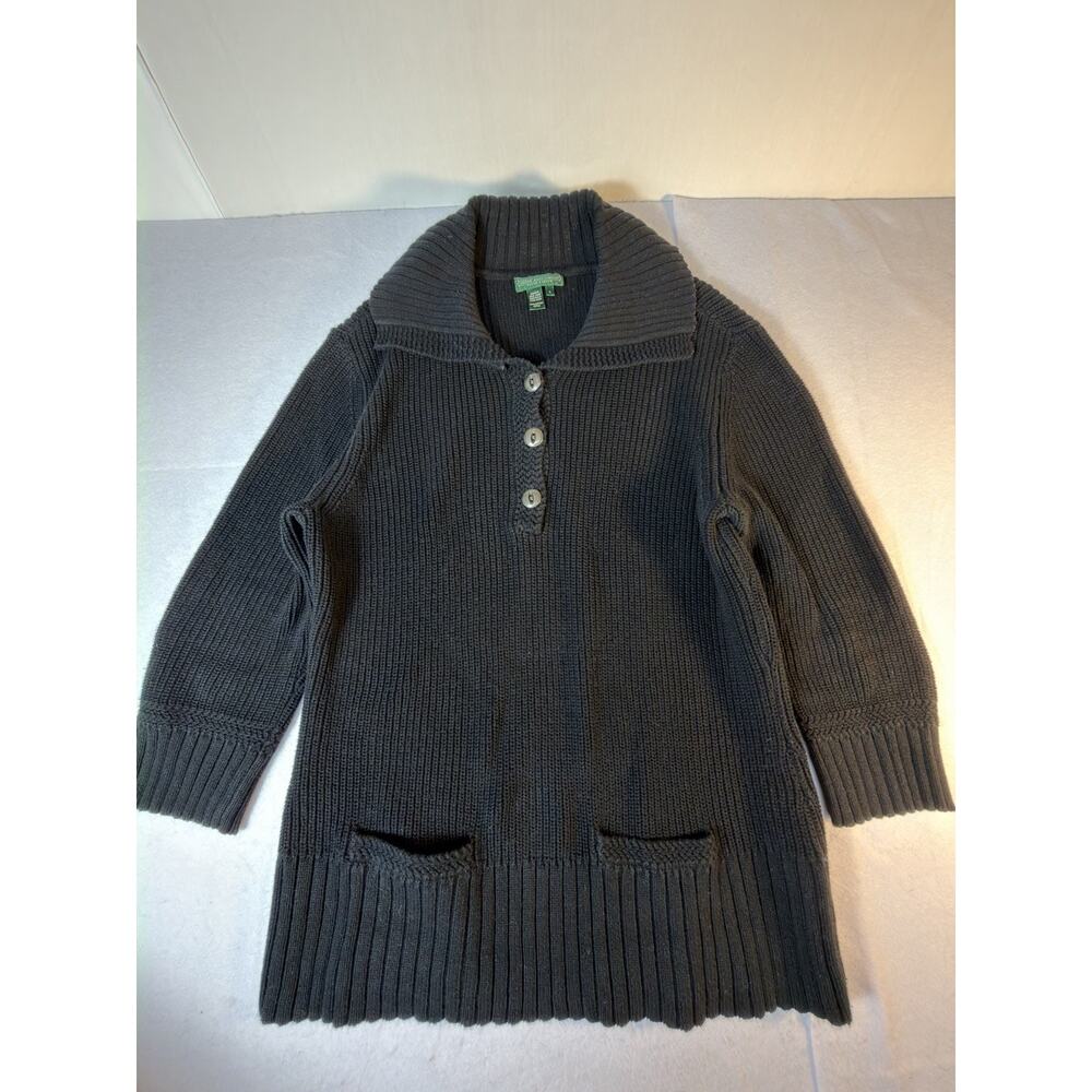 Lauren Ralph Lauren Black‎ Knit Sweater Womens L Cotton Preppy Minimalist